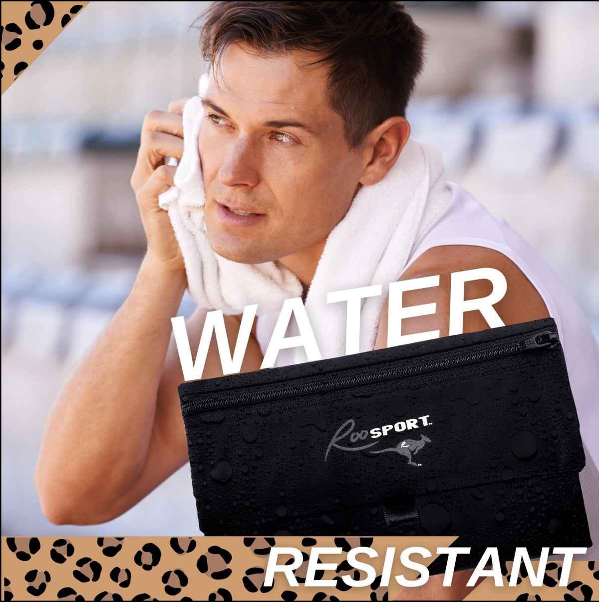 Leopard RooSport with waterproof fabric that protects your phone from sweat and rain