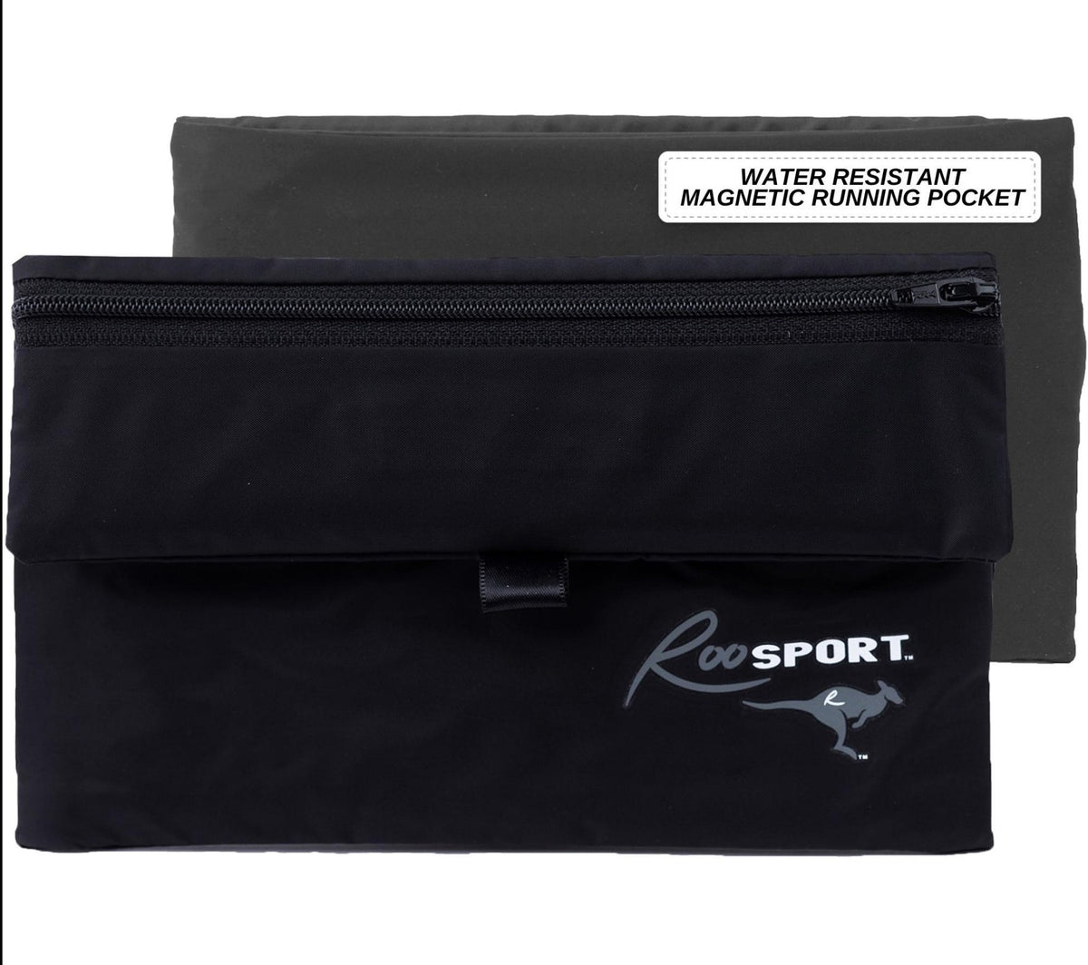 RooSport Large Gray magnetic phone pocket, front view