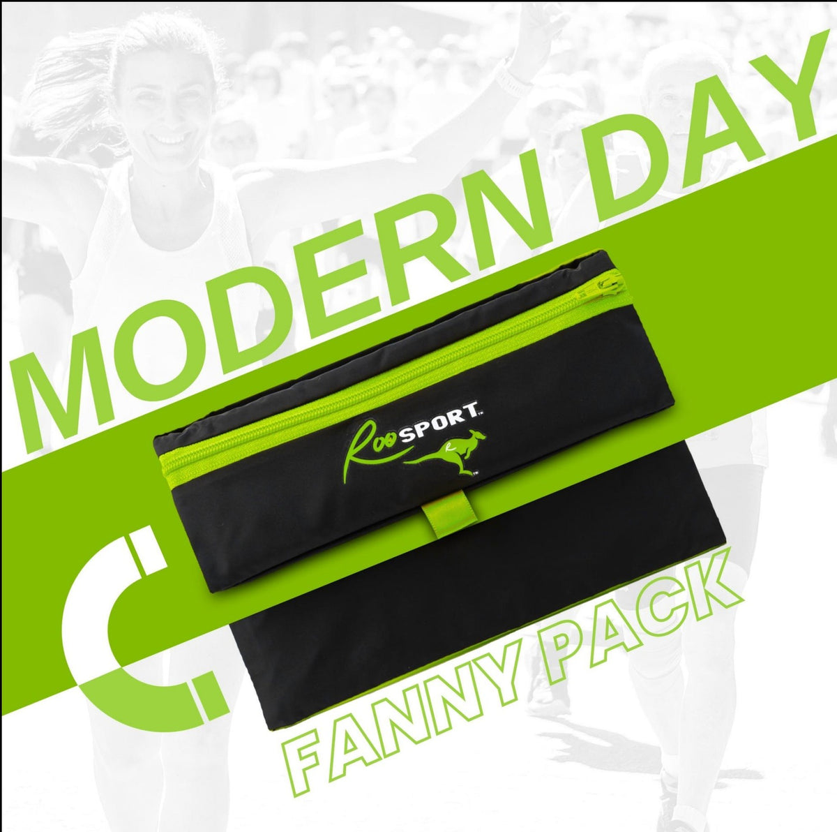 Neon green RooSport Large, a modern fanny pack alternative