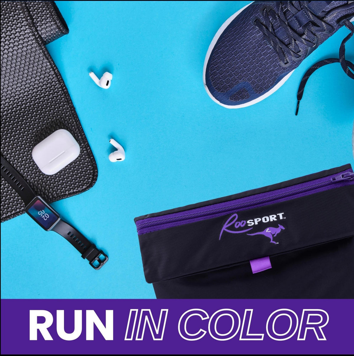 Purple RooSport running pocket in bright colors