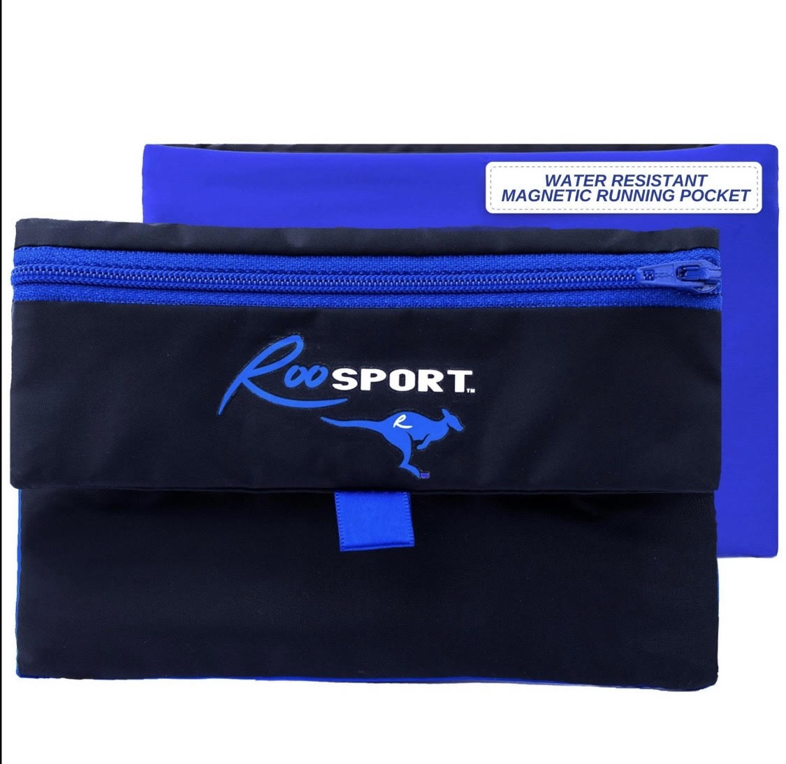 RooSport Blue magnetic phone pocket, front view