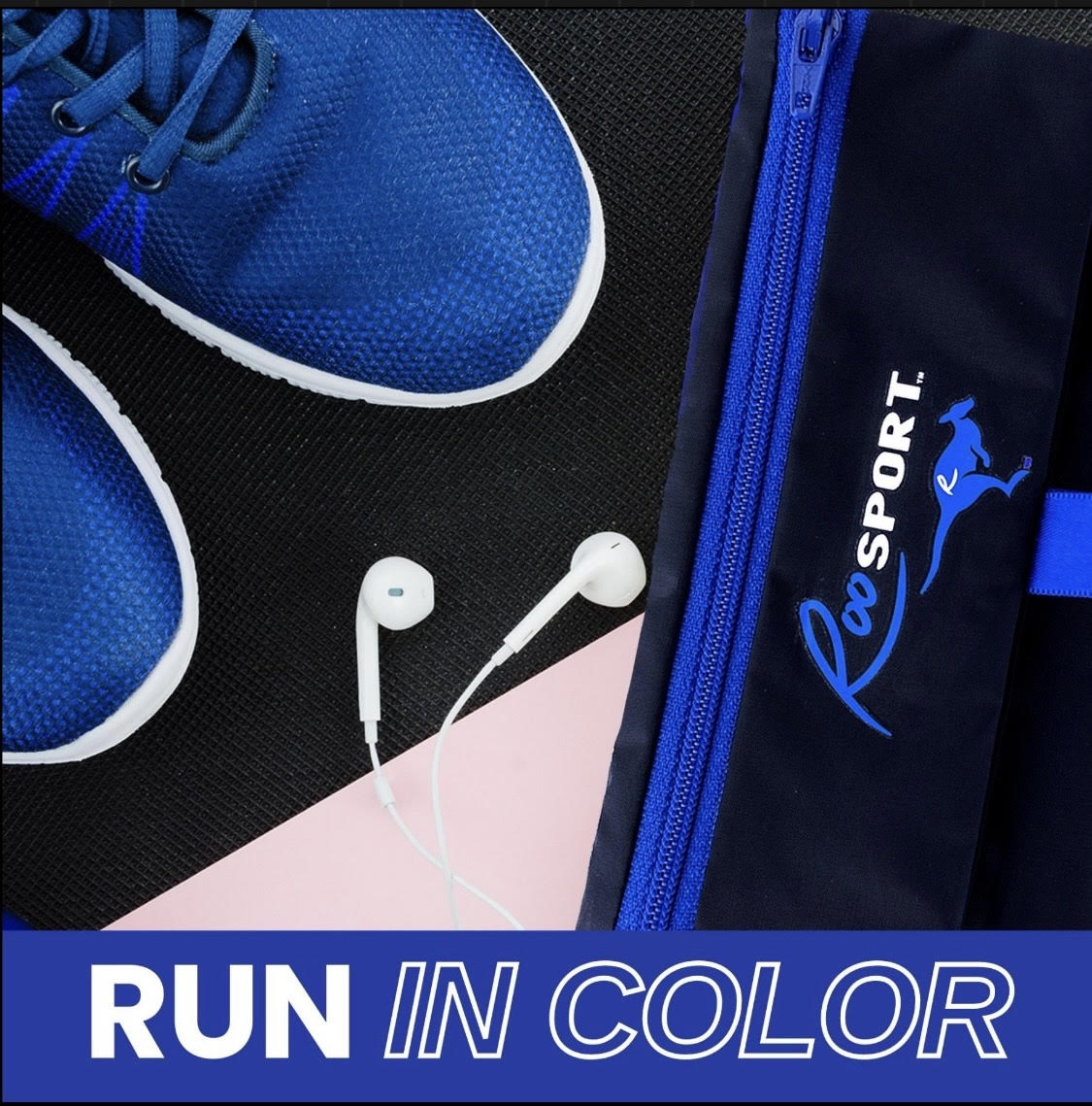 Blue RooSport running pocket in bright colors