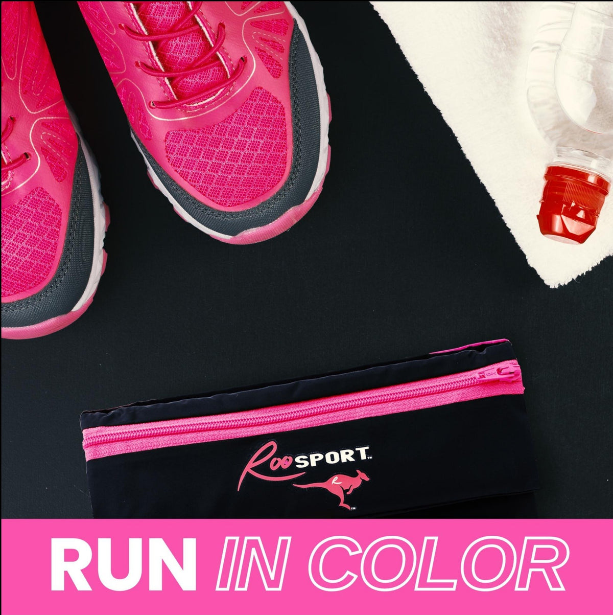Pink RooSport running pocket in bright colors