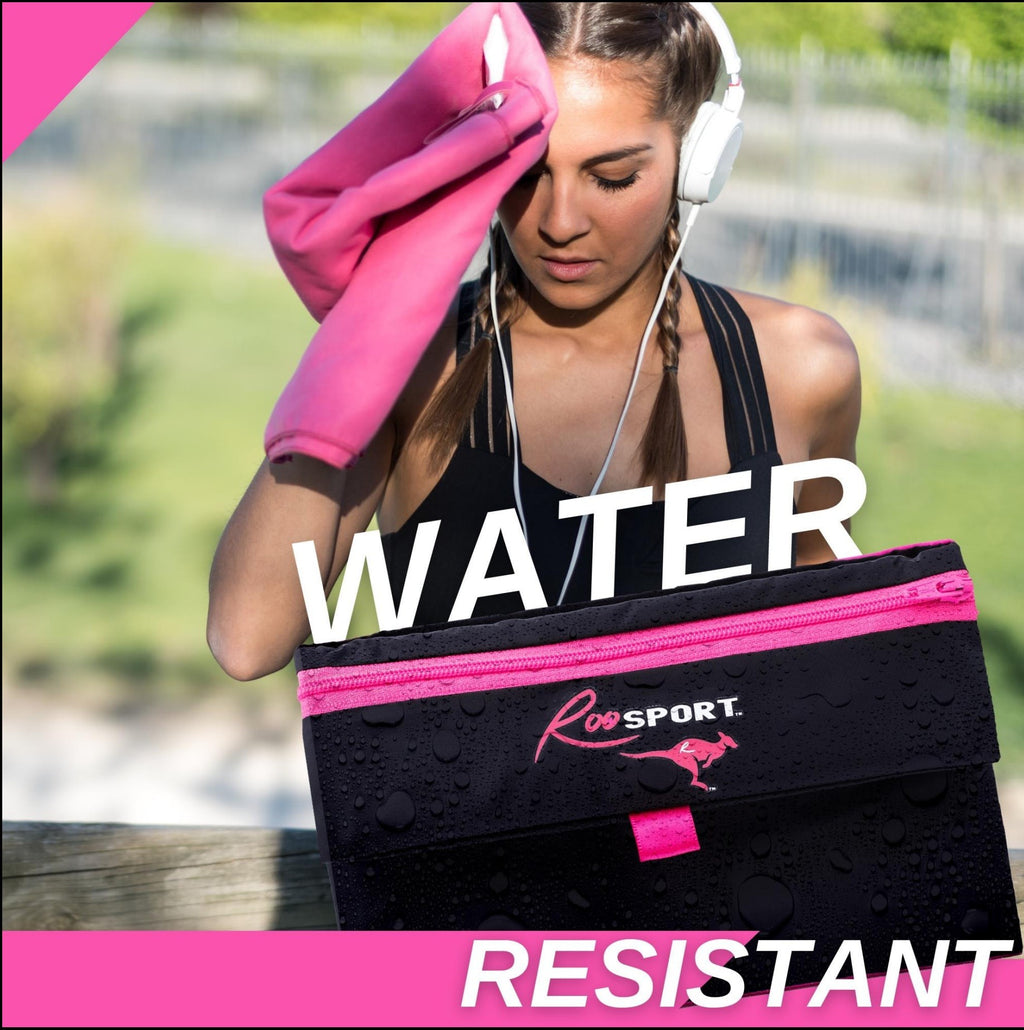Pink RooSport with waterproof fabric that protects your phone from sweat and rain
