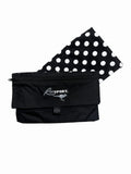Theme Park RooSport Large in black with white polka dots, black zipper flap and RooSport logo