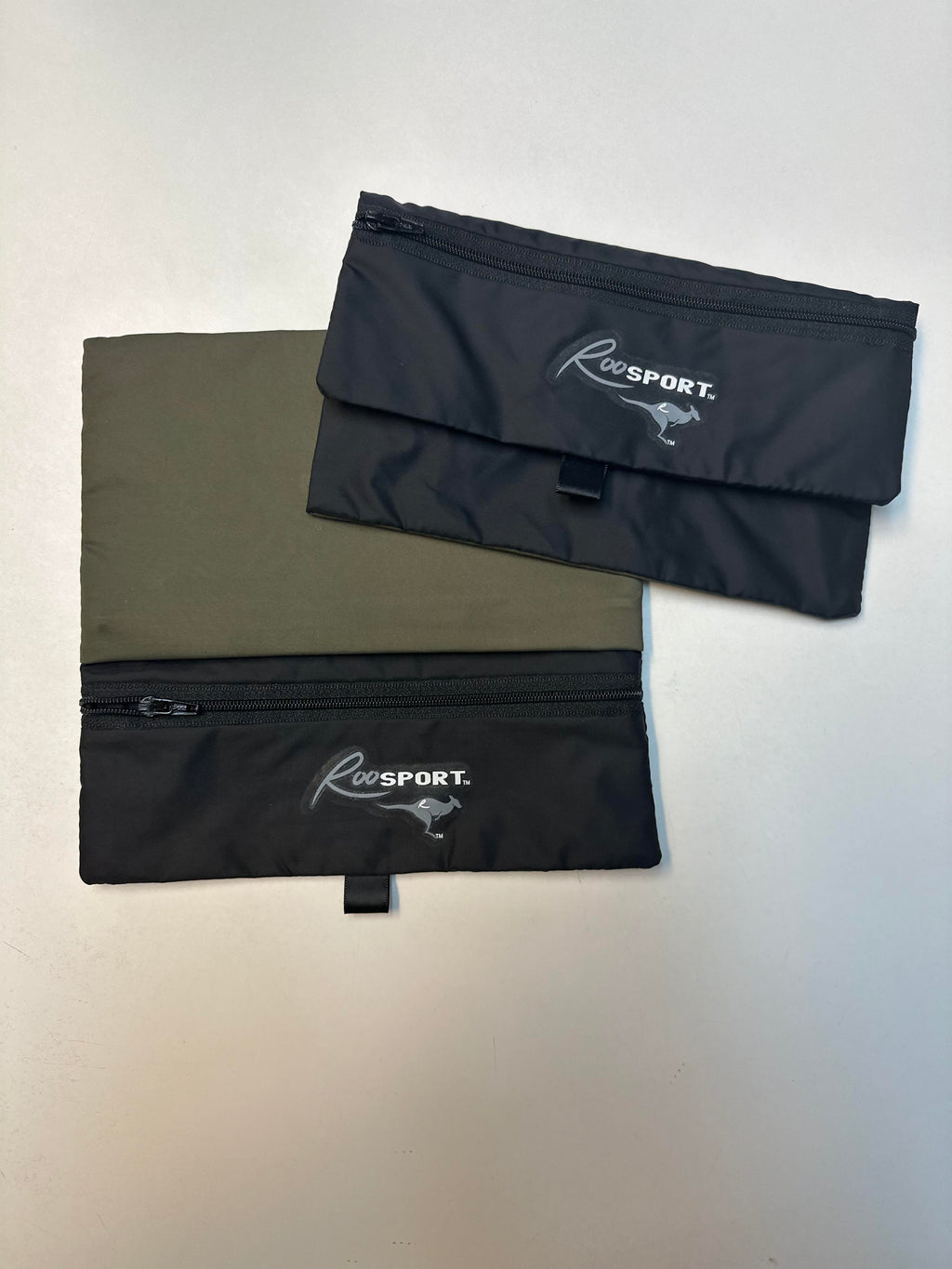 RooSport Large Olive Green magnetic phone pocket, front view