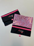RooSport Large Pink Sparkle magnetic phone pocket, front view