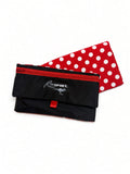 Theme Park RooSport Large in red with white polka dots, black flap with red zipper and RooSport logo